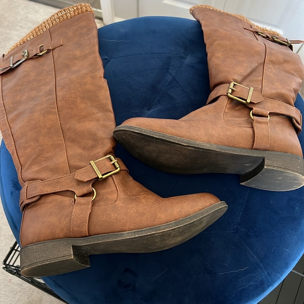 Talisa Sweater Cuff Cognac Riding Boot - Picture 4 of 8